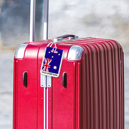 PLT279 Personalised Name with Australia Flag Novelty Funny Unique Designer Gift Glossy Plastic Suitcase Luggage Tag