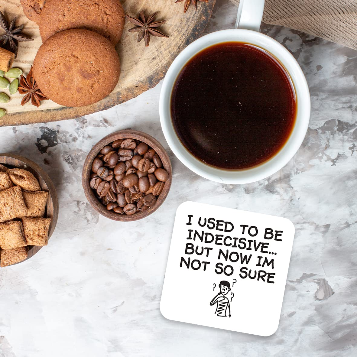 CS456 I Used to be Indecisive... but Now im not so Sure Novelty Funny Coffee Tea Drink Gift Glossy MDF Wooden Coaster