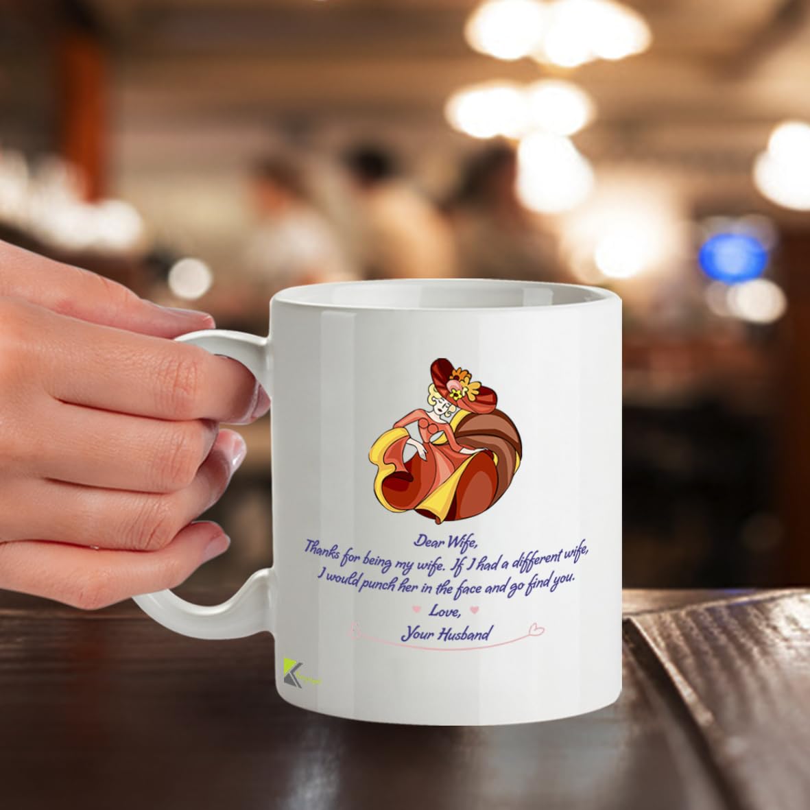 Kruzroyal Funny Wife Mug, DZ065 Dear Wife, Thanks for Being My Wife, If i had a Different Wife, i Would Punch her in The face and go find You. Novelty Anniversary or Birthday Present for Her