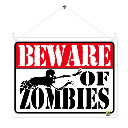 Kruzroyal MP361 BEWARE OF ZOMBIES. Funny Novelty Retro Vintage Metal Wall Sign Plaque 20cm x 15cm
