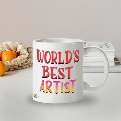 Kruzroyal DZ864 World's Best Artist Mug 11oz - White Ceramic Cup for Painter, Illustrator, Creator - Ideal Birthday, Thank You, Graduation Present