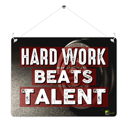 Kruzroyal MP489 Hardwork beats talent Funny Novelty Retro Vintage Metal Wall Sign Plaque 20cm x 15cm