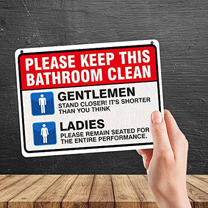 Kruzroyal MP405 Please keep this bathroom clean/Gentlemen/Ladies/Funny Toilet Sign Funny Novelty Retro Vintage Metal Wall Sign Plaque 20cm x 15cm
