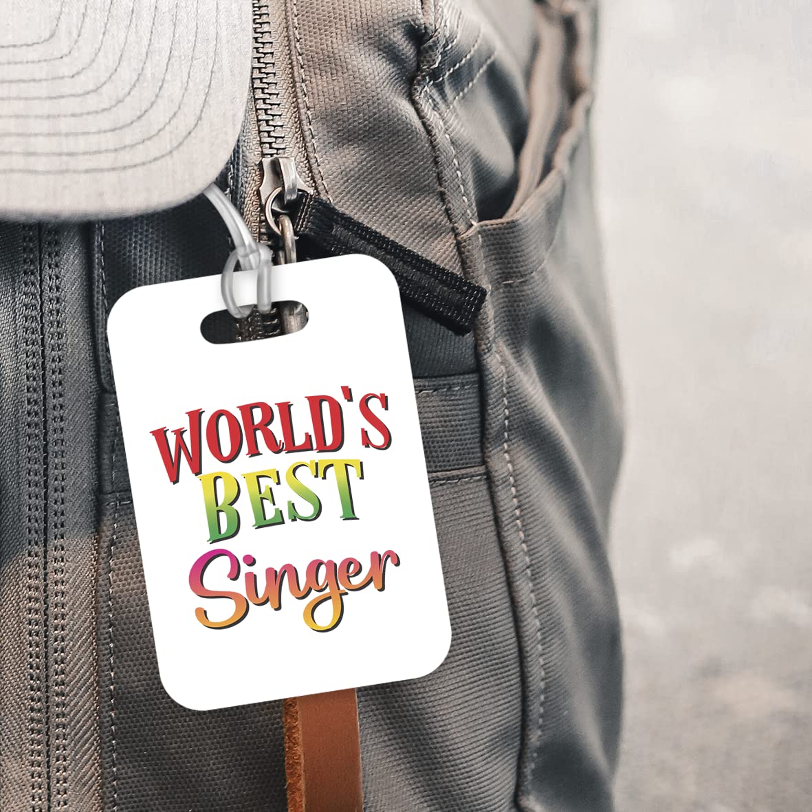 LT488 World's Best Singer Novelty Funny Unique Designer Gift, Suitcase, Glossy Plastic Luggage Tag for Singer