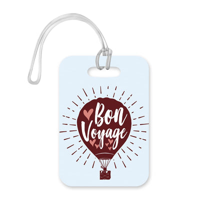 LT099 Bon Voyage - 3 Novelty Funny Unique Designer Gift Glossy Plastic Suitcase Luggage Tag