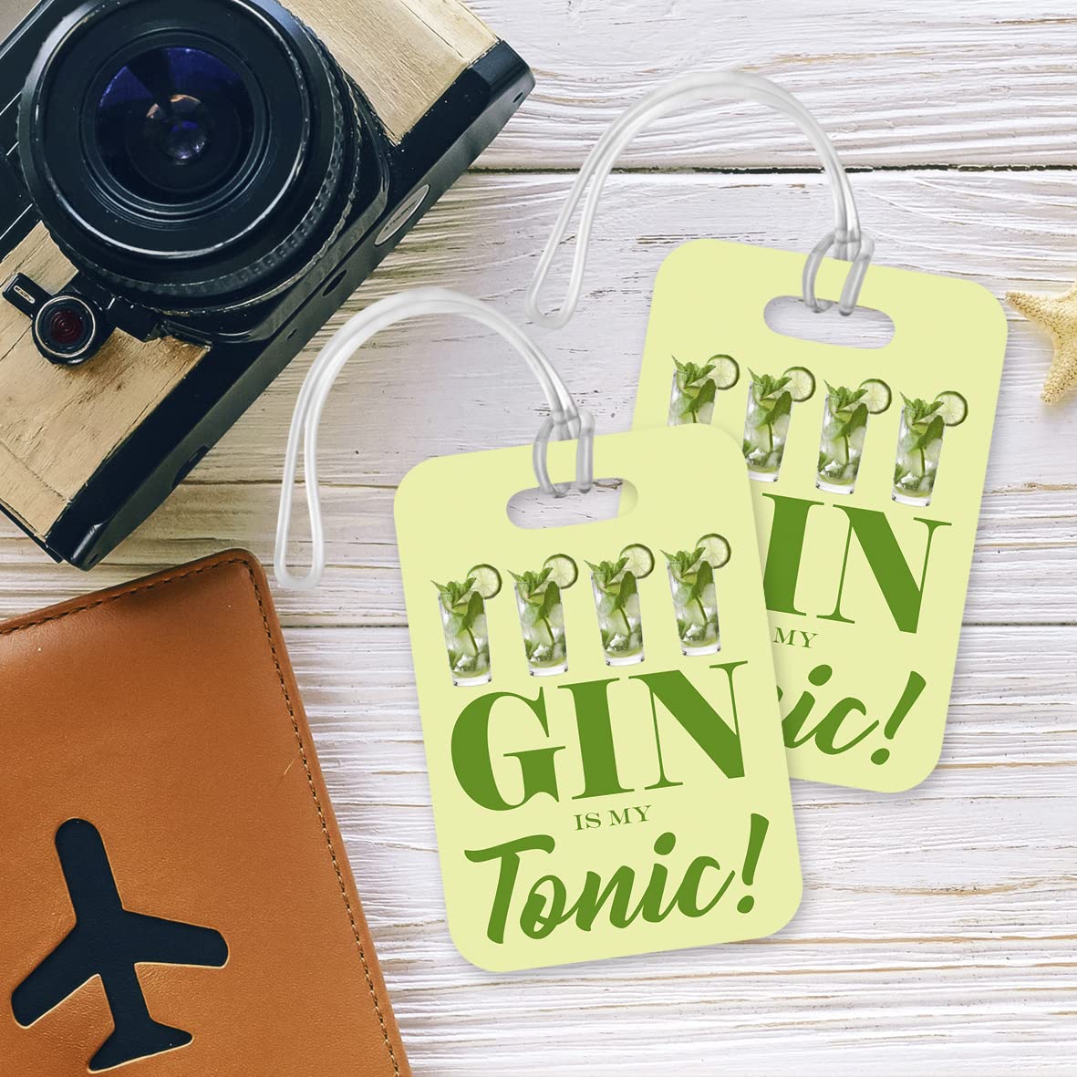 LT136 Gin is My Tonic! Novelty Funny Unique Designer Gift Glossy Plastic Suitcase Luggage Tag