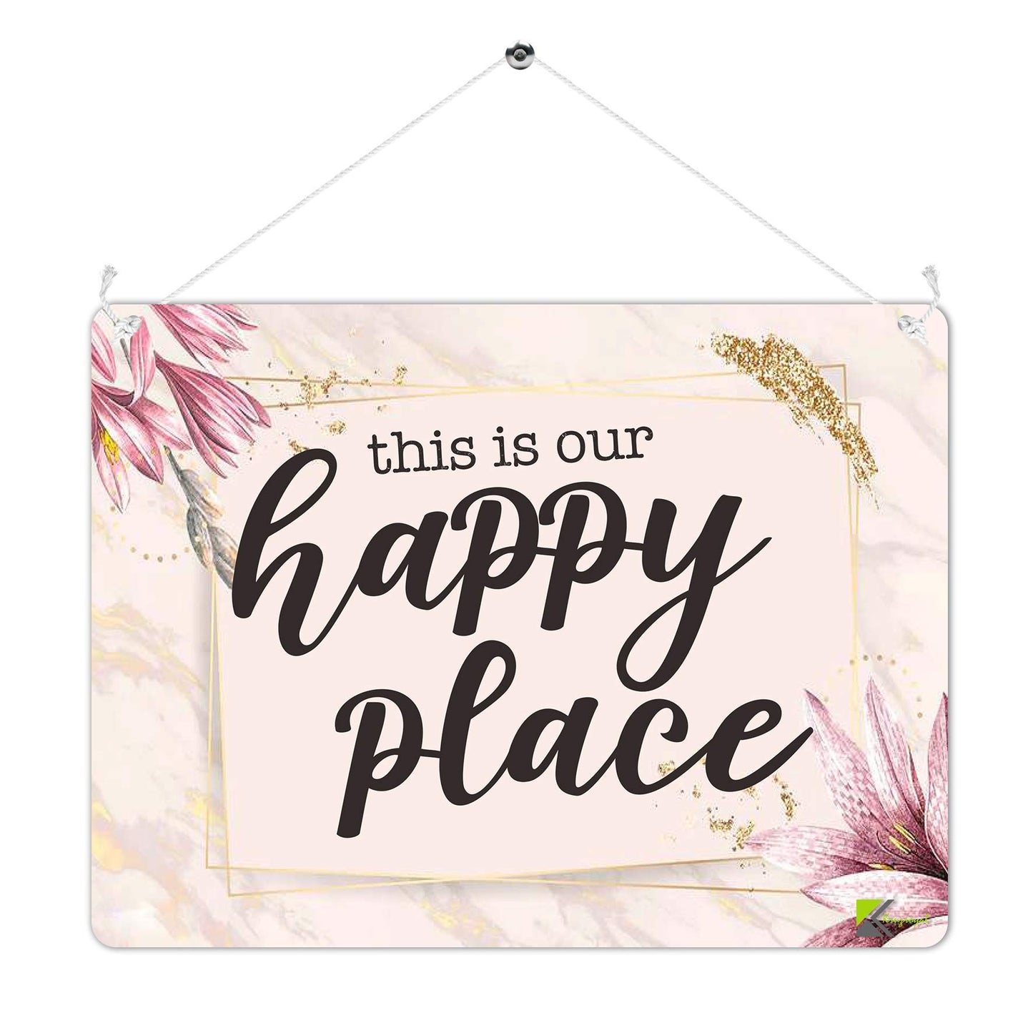Kruzroyal MP486 This is our happy place Funny Novelty Retro Vintage Metal Wall Sign Plaque 20cm x 15cm