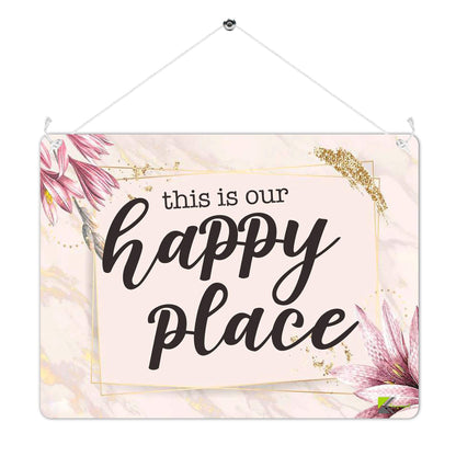 Kruzroyal MP486 This is our happy place Funny Novelty Retro Vintage Metal Wall Sign Plaque 20cm x 15cm