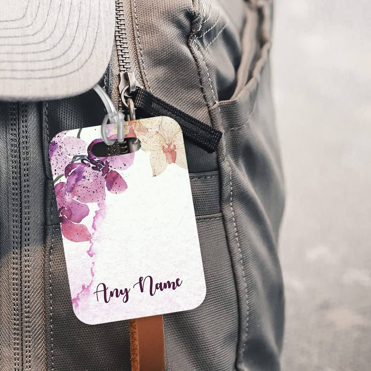PLT230 Personalised Any Name Flower Design Ladies Girl Novelty Funny Unique Designer Gift Glossy Plastic Suitcase Luggage Tag