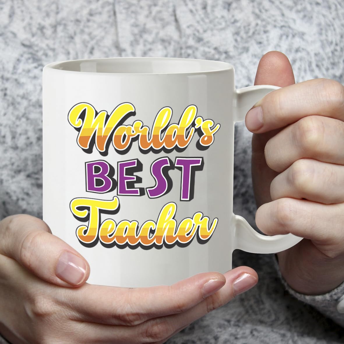 Kruzroyal DZ833 World's Best Teacher Mug 11oz - White Ceramic Cup for Teaching Assistant, Tutor - End of Year, Thank You Present for Him or Her