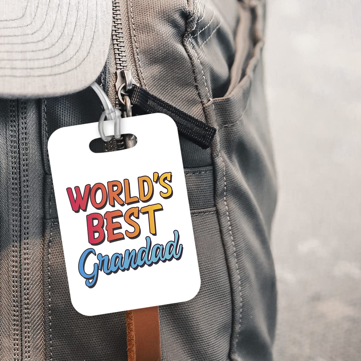 LT425 World's Best Grandad Novelty Funny Unique Designer Gift, Suitcase, Glossy Plastic Luggage Tag for Grandad