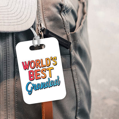 LT425 World's Best Grandad Novelty Funny Unique Designer Gift, Suitcase, Glossy Plastic Luggage Tag for Grandad