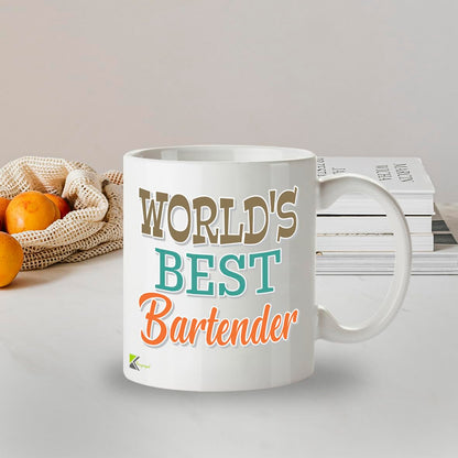 Kruzroyal DZ874 World's Best Bartender Mug 11oz - White Ceramic Cup for Barman, Mixologist - Funny Birthday, Leaving or Thank You Present