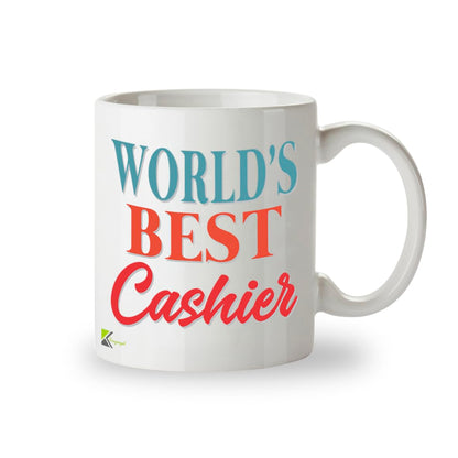 Kruzroyal DZ879 World's Best Cashier Mug 11oz - White Ceramic Cup for Checkout Operator, Shop Assistant - Funny Birthday, Leaving, Thank You Present