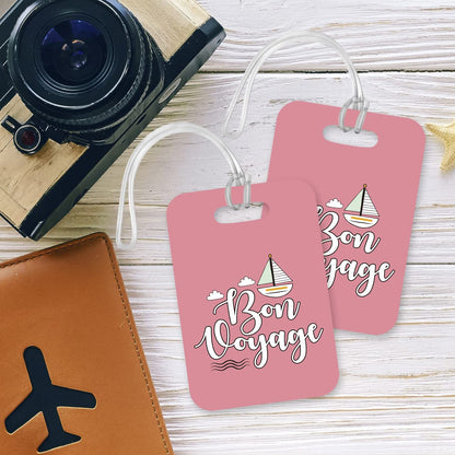 LT064 Bon Voyage Novelty Funny Unique Designer Gift Glossy Plastic Suitcase Luggage Tag