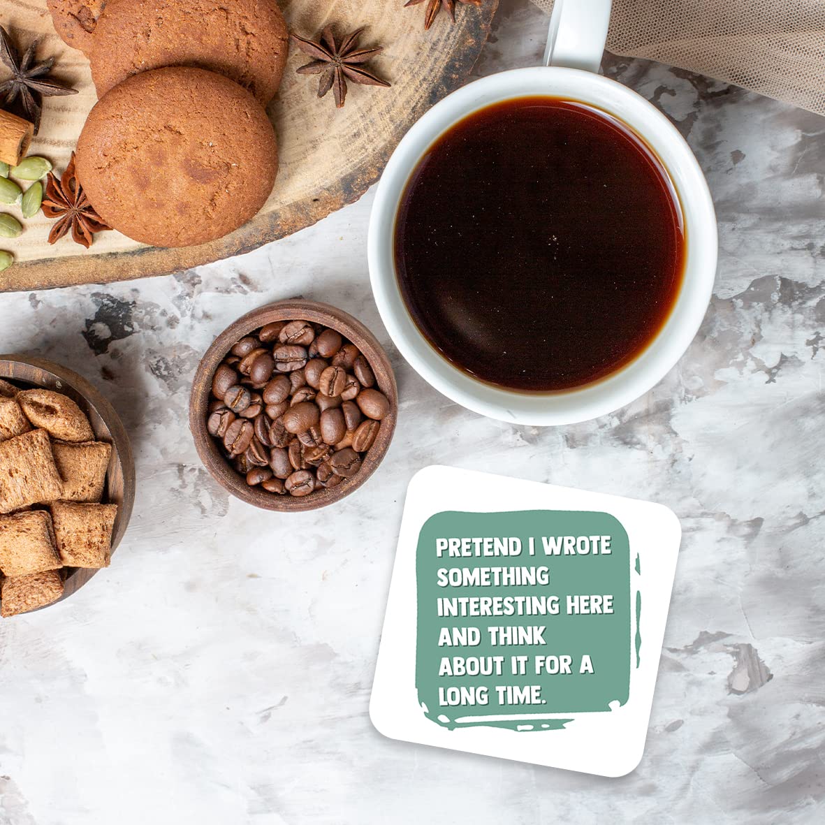 CS764 Pretend i Wrote Something Interesting here and Think About it for a Long time. Novelty Funny Coffee Tea Drink Gift Glossy MDF Wooden Coaster