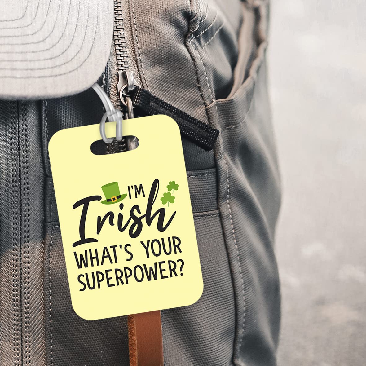 LT115 I'm Irish, What's Your Superpower? Novelty Funny Unique Designer Gift Glossy Plastic Suitcase Luggage Tag