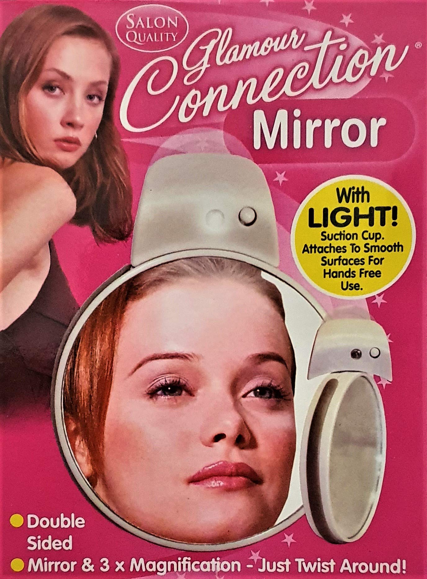 Round Double Sided Magnifying Mirror 8.5Cm With Led Light Make up