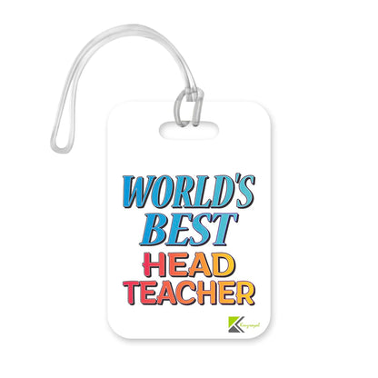 LT447 World's Best Head Teacher Novelty Funny Unique Designer Gift, Suitcase, Glossy Plastic Luggage Tag for Head Teacher