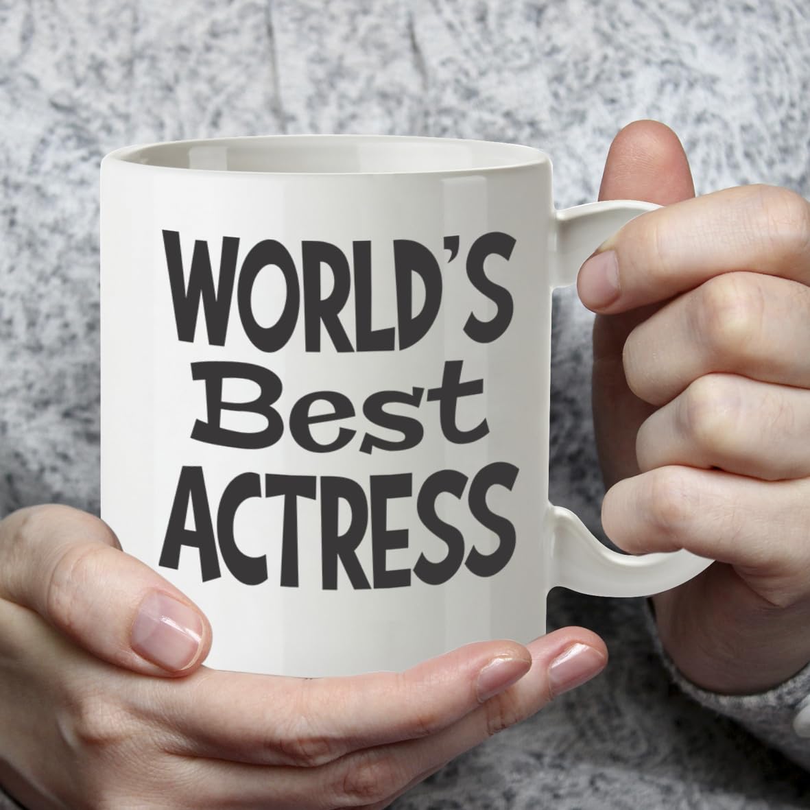 Kruzroyal DZ827 World's Best Actress Mug 11oz - White Ceramic Coffee & Tea Cup for Actors, Drama Students - Ideal Birthday, Good Luck Present
