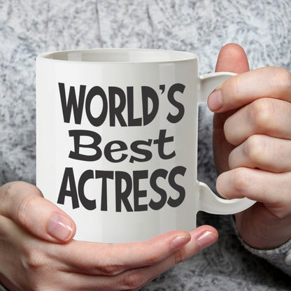 Kruzroyal DZ827 World's Best Actress Mug 11oz - White Ceramic Coffee & Tea Cup for Actors, Drama Students - Ideal Birthday, Good Luck Present