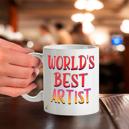 Kruzroyal DZ864 World's Best Artist Mug 11oz - White Ceramic Cup for Painter, Illustrator, Creator - Ideal Birthday, Thank You, Graduation Present
