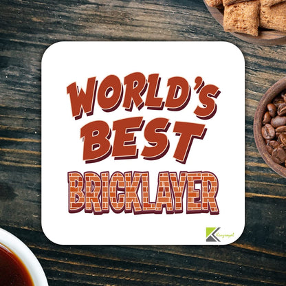 WB043 Funny Bricklayer Coaster – 'World's Best Bricklayer' – Gifts for Dad, Him, Colleagues – Novelty Wooden Drink Mat – Fathers Day, Birthday & Builder Present