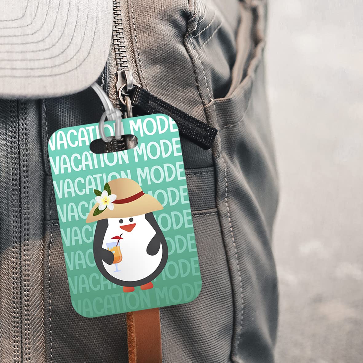 LT131 Vacation Mode - Penguin Lover Novelty Funny Unique Designer Gift Glossy Plastic Suitcase Luggage Tag