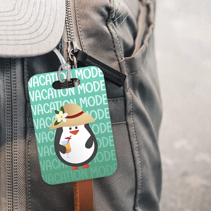 LT131 Vacation Mode - Penguin Lover Novelty Funny Unique Designer Gift Glossy Plastic Suitcase Luggage Tag