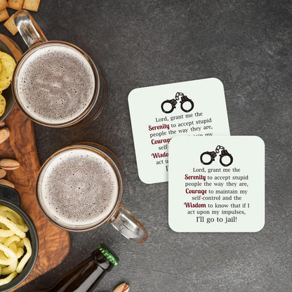 Kruzroyal Funny Coaster - Lord Grant me The Serenity to Accept Stupid People The Way They are, Courage Wisdom Novelty Gift Glossy MDF Wooden Coaster | Gifts for Coworkers Men Women Boss