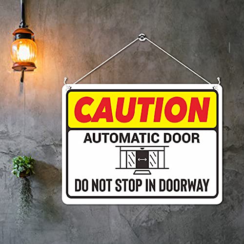 Kruzroyal MP457 Caution : Automatic Door : Do not stop in doorway Funny Novelty Retro Vintage Metal Wall Sign Plaque 20cm x 15cm