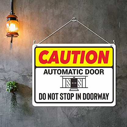Kruzroyal MP457 Caution : Automatic Door : Do not stop in doorway Funny Novelty Retro Vintage Metal Wall Sign Plaque 20cm x 15cm