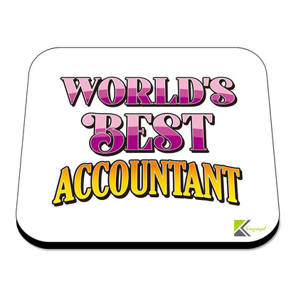 WB051 World's Best Accountant MDF Wooden Coaster by Kruzroyal | Gift for Midwife | Unique Novelty Present | 9cm x 9cm | Coffee Tea MDF Wooden Coaster