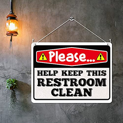 Kruzroyal MP404 Please help keep this restroom clean/Toilet Sign Funny Novelty Retro Vintage Metal Wall Sign Plaque 20cm x 15cm