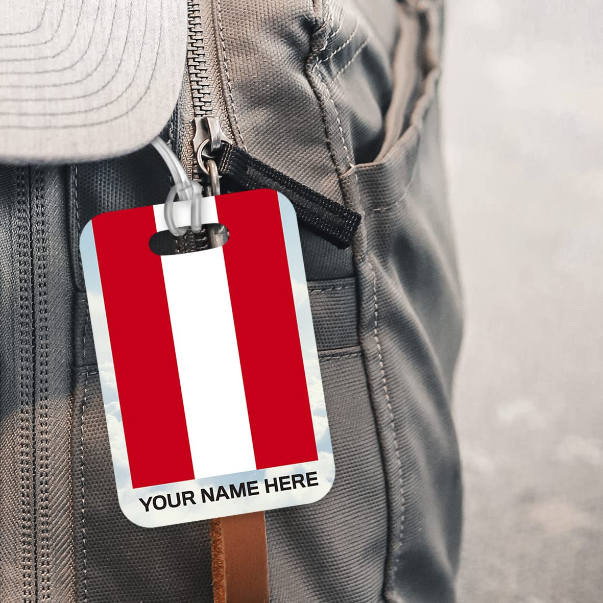 PLT266 Personalised Name with Austria Flag Novelty Funny Unique Designer Gift Glossy Plastic Suitcase Luggage Tag