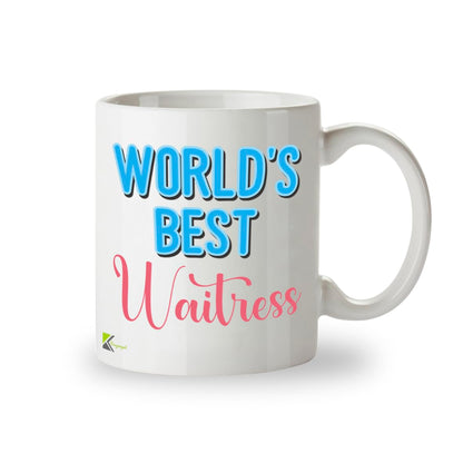 Kruzroyal DZ841 World's Best Waitress Mug 11oz - White Ceramic Coffee & Tea Cup for Server, Waiting Staff - Funny Birthday, Leaving or Thank You Present