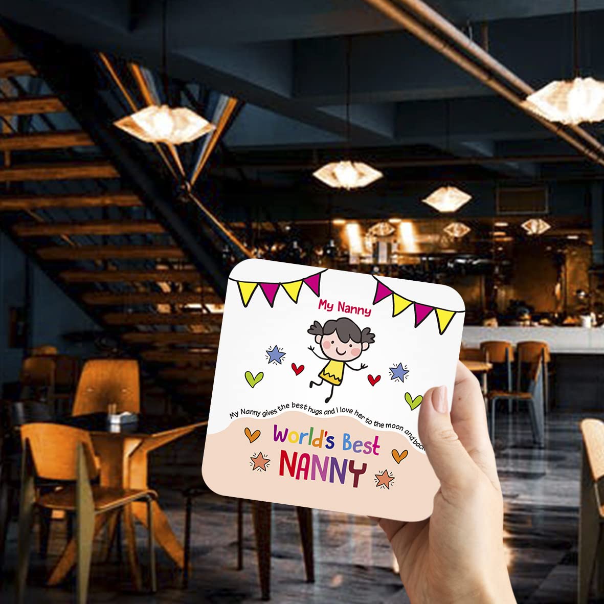 CS688 World's Best Nanny Novelty Funny Coffee Tea Drink Gift Glossy MDF Wooden Coaster