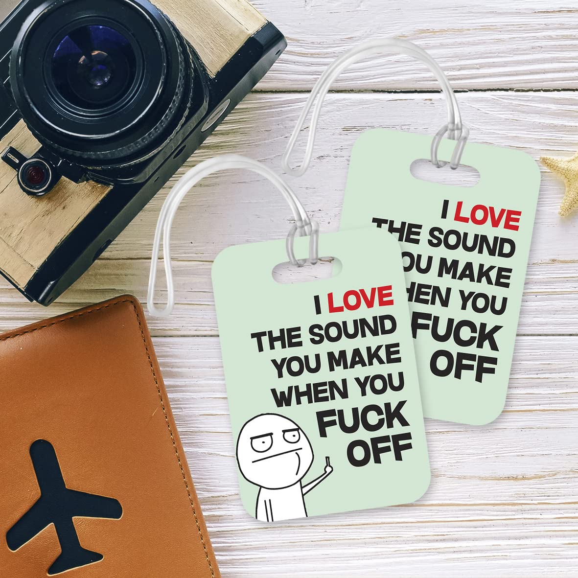 LT159 I Love The Sound You Make When You Fu*k Off Novelty Funny Unique Designer Gift Glossy Plastic Suitcase Luggage Tag