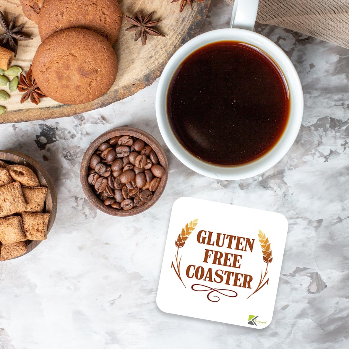 CS915 Gluten Free Coaster Novelty Funny Coffee Tea Drink Gift Glossy MDF Wooden Coaster