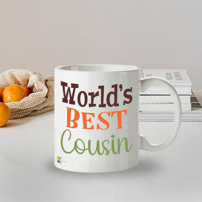 Kruzroyal DZ842 World's Best Cousin Mug 11oz - White Ceramic Coffee & Tea Cup - Ideal Birthday, Friendship Present for Him or Her