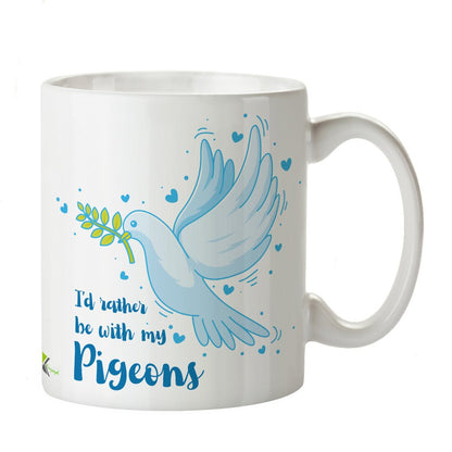 Kruzroyal Funny Pigeon Mug, I'd Rather Be with My Pigeons Design, Novelty Gift for Bird Watcher, Fancier or Dad, White Ceramic Coffee Cup, 11 oz
