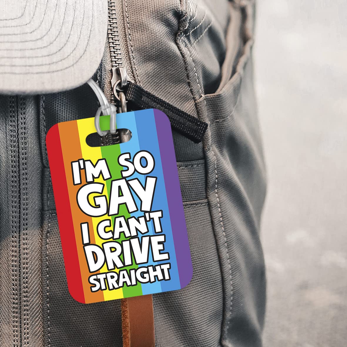 LT141 I'm So Gay I Can't Drive Straight Novelty Funny Unique Designer Gift Glossy Plastic Suitcase Luggage Tag