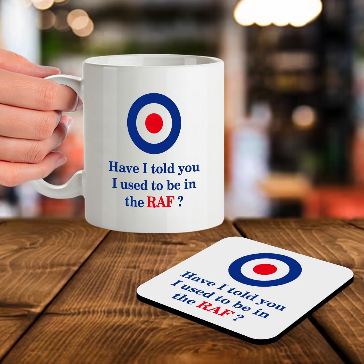 Kruzroyal SM033 Have i Told You i Used to be in The RAF? - 11 Oz Mug & Matching Coaster Set for Tea/Coffee | 11oz Royal Air Force Novelty Coffee Cup - RAF Veteran Gift for Men, Dad, Grandad