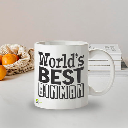 Kruzroyal DZ831 World's Best Binman Mug 11oz - White Ceramic Coffee & Tea Cup for Refuse Collector - Funny Birthday, Thank You Present for Dad, Husband