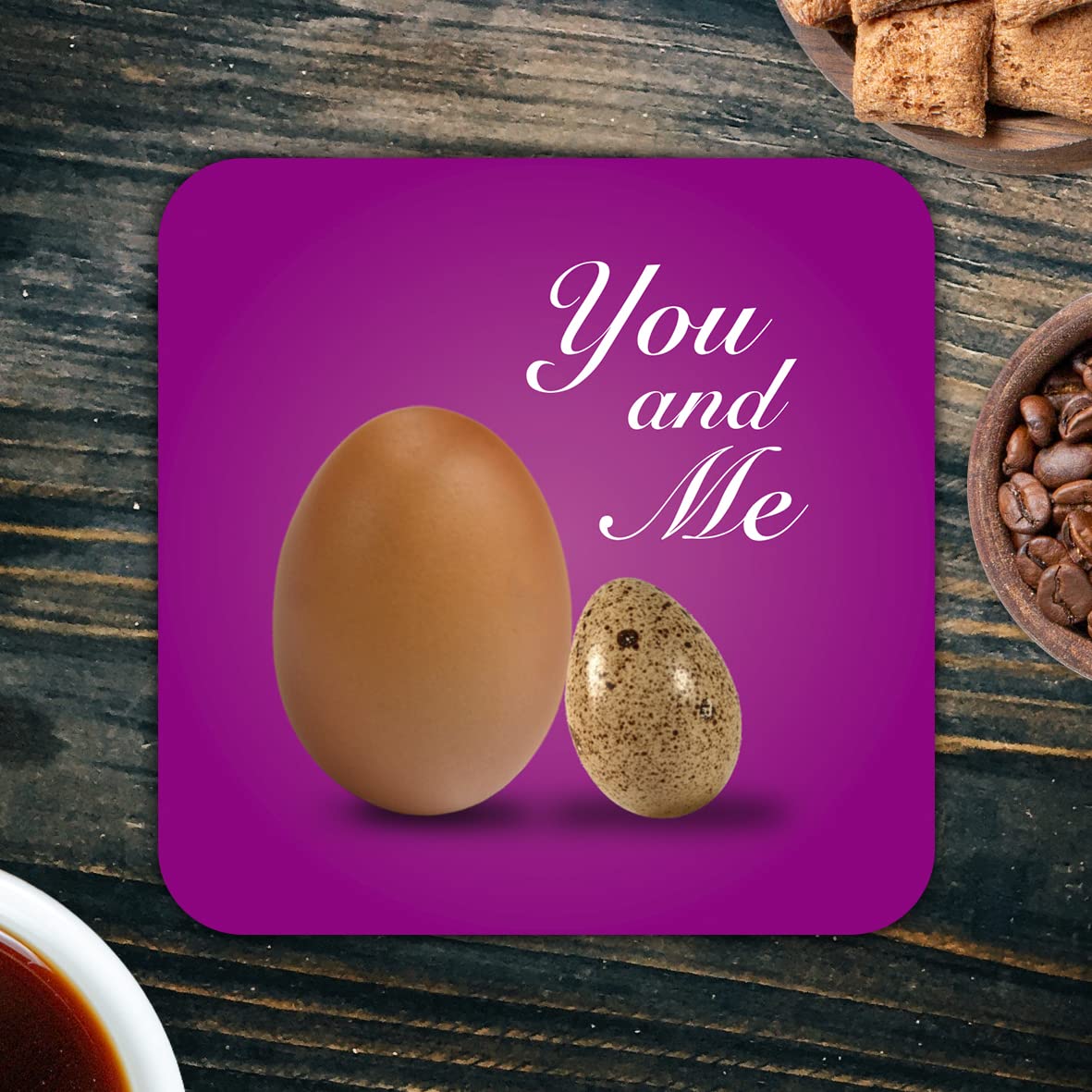 CS697 You and Me Novelty Funny Coffee Tea Drink Gift Glossy MDF Wooden Coaster