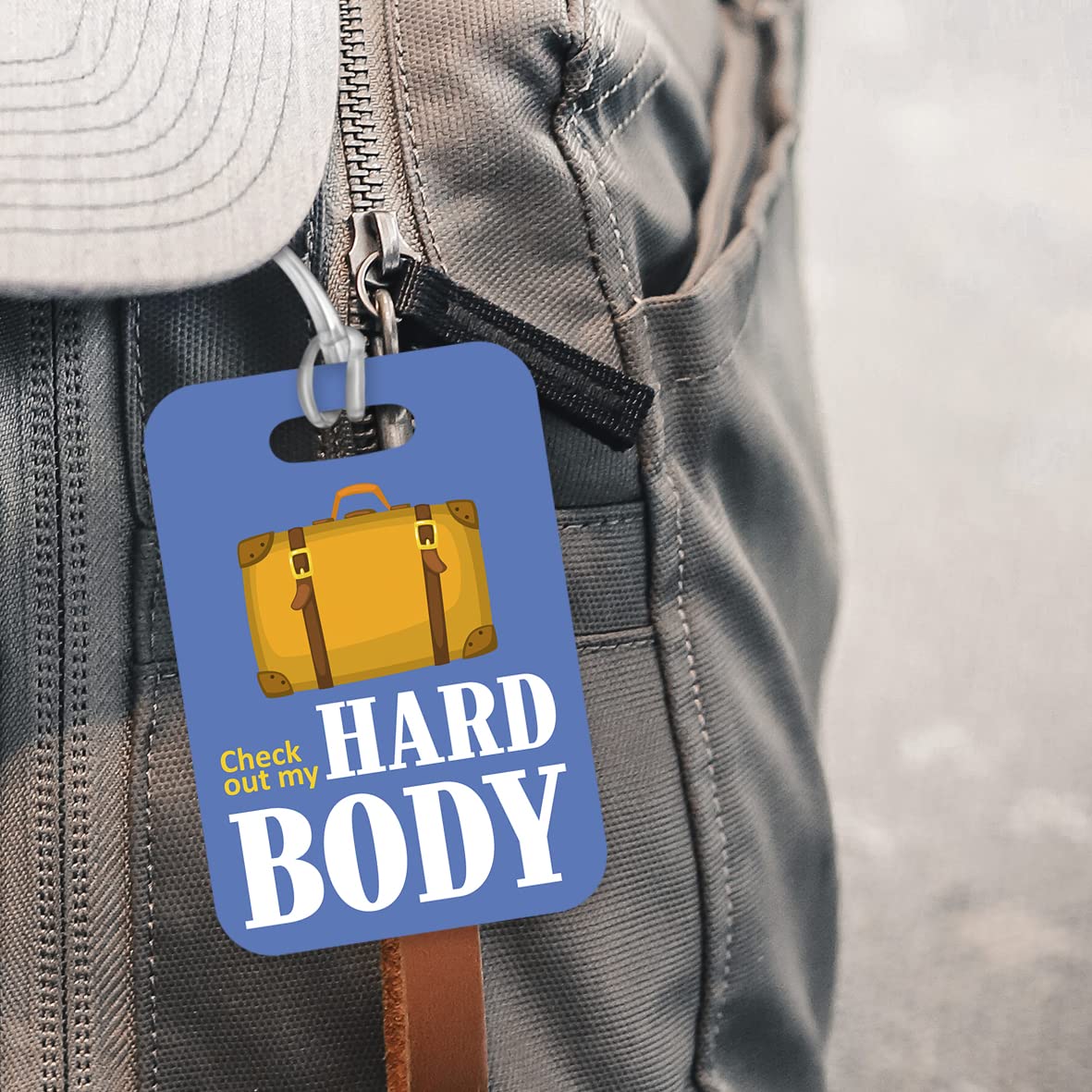 LT020 Check Out My Hard Body Novelty Funny Unique Designer Gift Glossy Plastic Suitcase Luggage Tag
