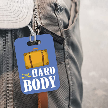 LT020 Check Out My Hard Body Novelty Funny Unique Designer Gift Glossy Plastic Suitcase Luggage Tag