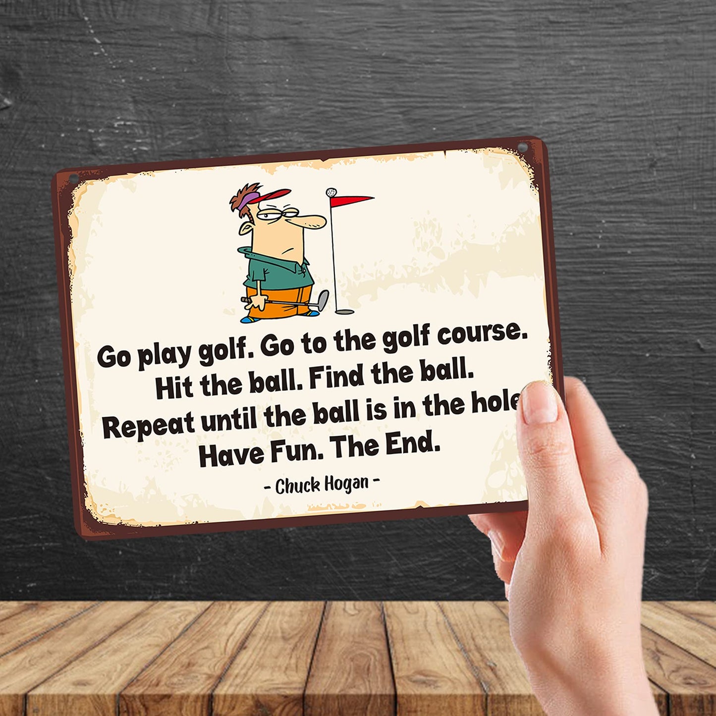 Kruzroyal MP109 Golf Player/how to play golf Funny Novelty Retro Vintage Metal Wall Sign Plaque 20cm x 15cm