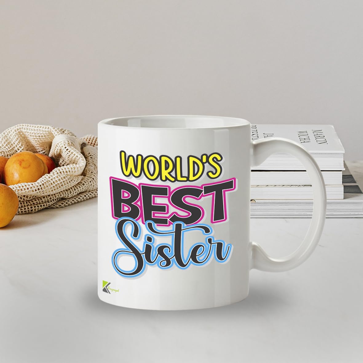 Kruzroyal DZ815 World's Best Sister Mug 11oz - Funny Gift for Her from Sister or Brother, Novelty Coffee Cup for Big & Little Sis