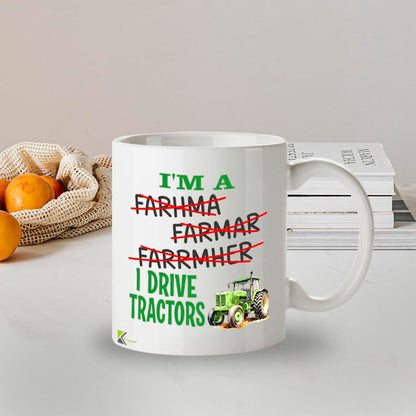 Kruzroyal Tractor Mug Funny Farmer Gift 11oz/325ml - I Drive Tractors Ceramic Coffee Cup for Men Dad Grandad - Farming Agricultural Present